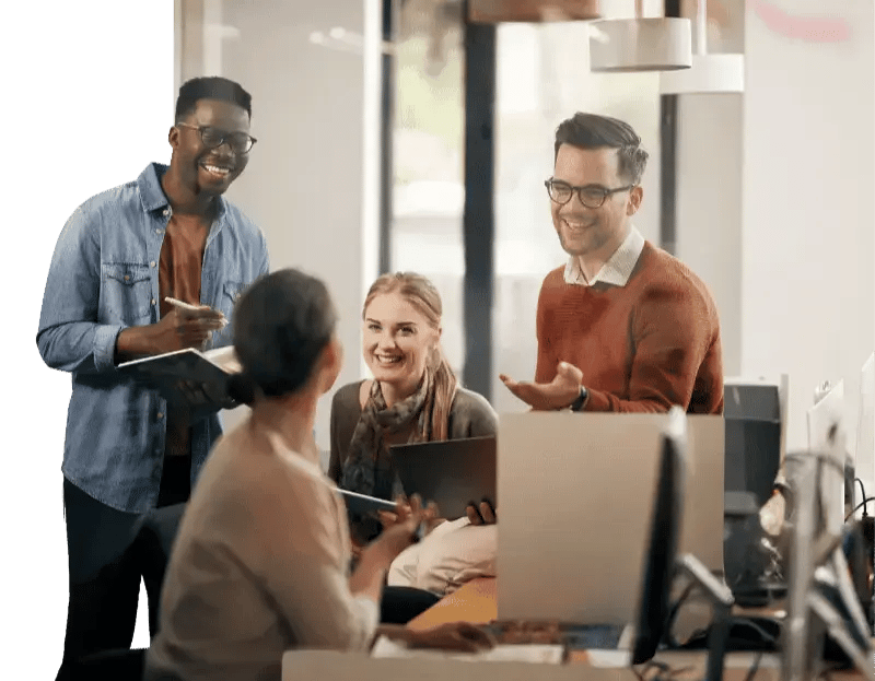 A team discussing in an office