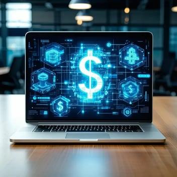 Laptop with a dollar symbol